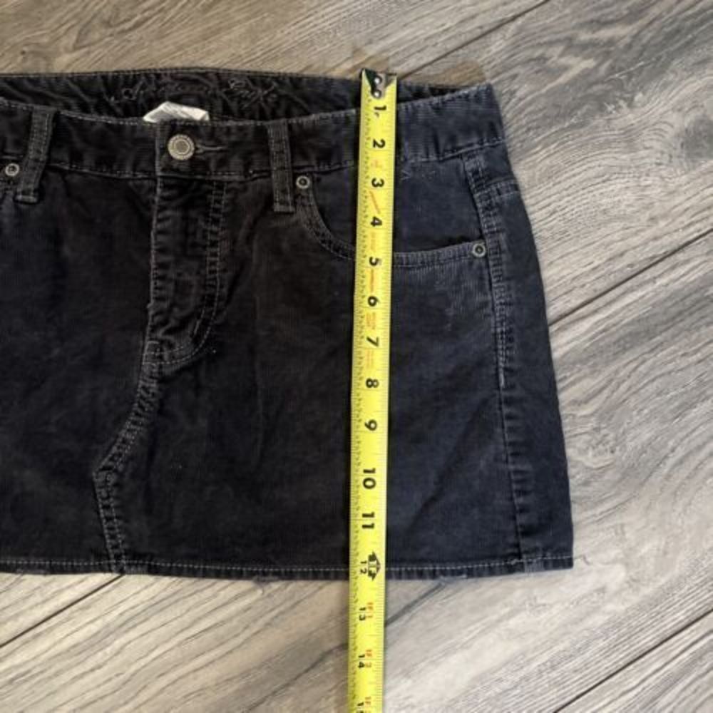 American Eagle Y2K Corduroy Mini Skirt Blue Pockets Size 6 Junior Distressed - Picture 7 of 8
